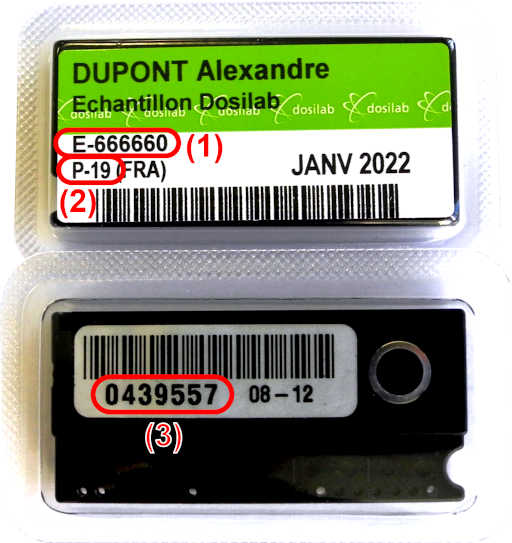 Dosimeter front and back